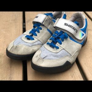 Shimano Gray Blue Suede Bicycle Shoes Size 39/8.5